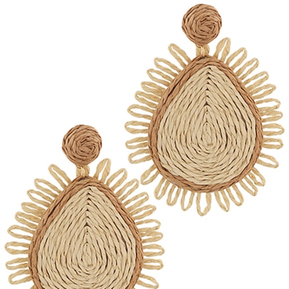 Wrapped Raffia Teardrop Earrings - Picture 4 of 4